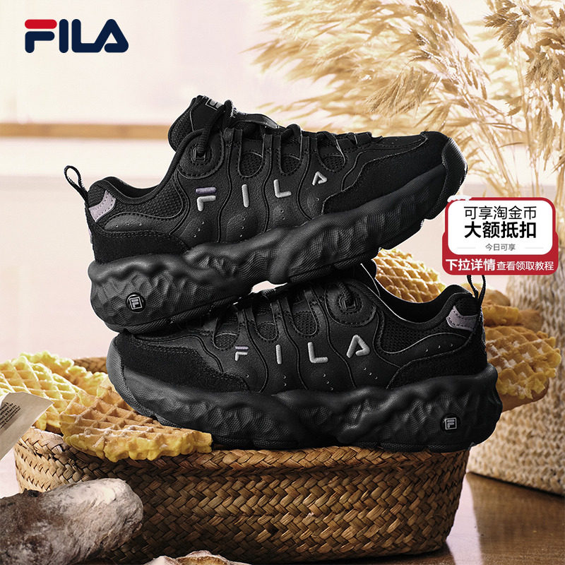 斐乐松饼鞋|FILA官方女鞋2025冬季新款鞋子老爹鞋运动鞋黑色