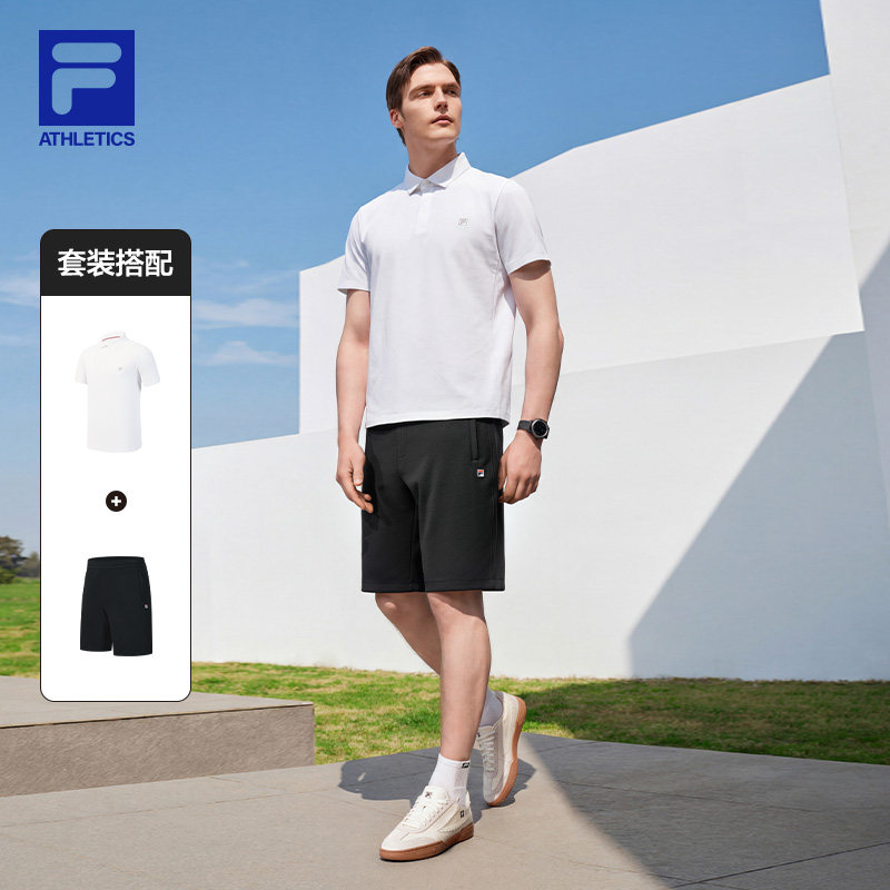FILA斐乐官方短袖运动套装男夏季新款菁英短袖POLO衫速干健身