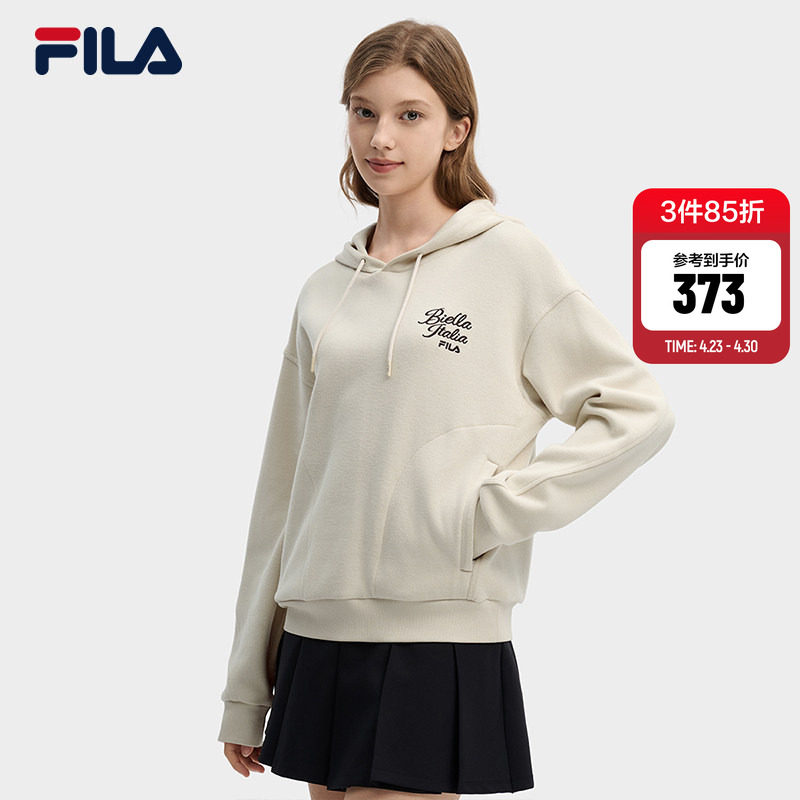 FILA 斐乐官方女子连帽卫衣2026春新款时尚休闲简约舒适针织上衣