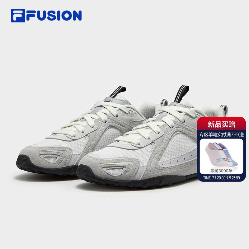 薄底硬糖丨FILA FUSION 斐乐官方复古男鞋夏季新款透气网面德训鞋