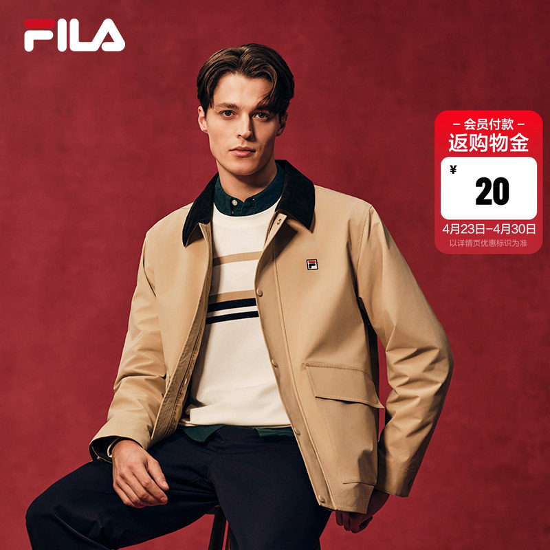 FILA 斐乐官方男士梭织外套2026春季新款休闲宽松巴恩风工装夹克
