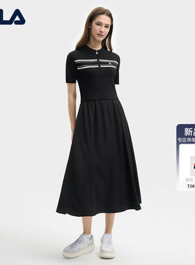 FILA 斐乐官方女连衣裙春夏款时尚休闲简约修身显瘦收腰连衣裙