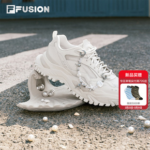 硬糖丨FILA FUSION 斐乐老爹鞋新款网面透气白色女鞋厚底增高鞋子