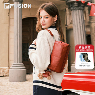 马上起飞|红色挎包FILA FUSION斐乐包包新方糖吐司包单肩包斜挎包