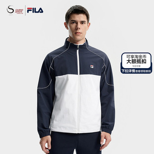 斐乐男梭织外套25冬新款 CHINA FILA 网球运动宽松立领上衣 OPEN