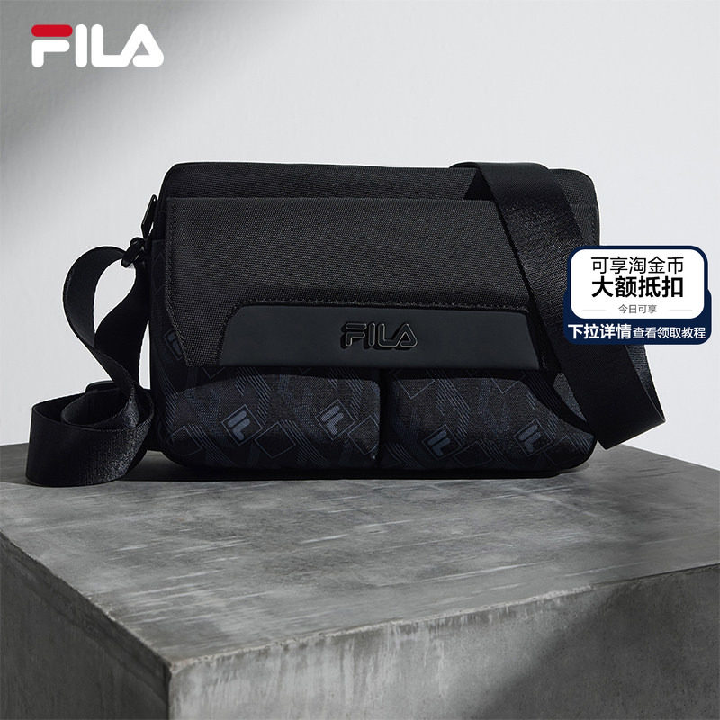 黑武士|FILA 斐乐官方男子挎包健身休闲随身通勤单肩包斜挎包拉