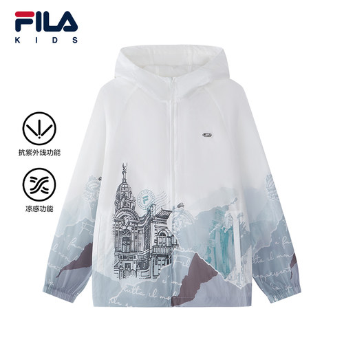 FILA KIDS斐乐童装男大童防晒服2026夏季新款儿童透气连帽外套