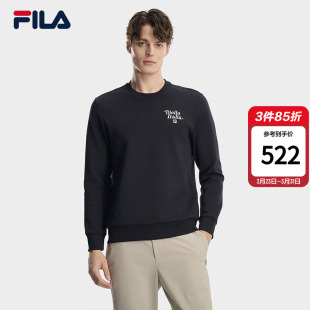 休闲基础针织长袖 时尚 上衣 斐乐官方男子套头卫衣2026春新款 FILA
