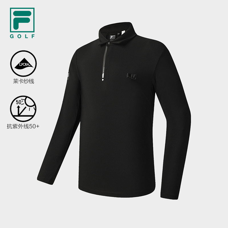 FILA 斐乐官方男子长袖POLO衫2025冬新款高尔夫运动防晒