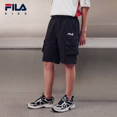 FILA KIDS斐乐童装男大童短裤2026秋季新款儿童休闲梭织五分裤