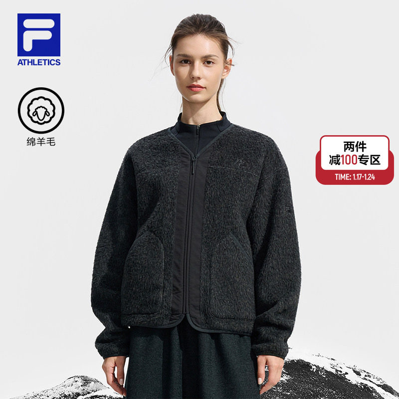 FILA 斐乐官方女针织长袖外套25冬新户外运动简约宽松绵羊毛上衣,运动服/休闲服装,运动茄克/外套,淘宝优惠券,粉丝福利购,淘宝优惠卷