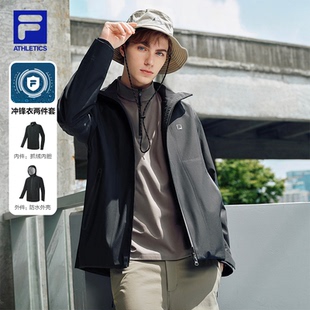 FILA斐乐官方男三合一冲锋衣25冬新款 户外运动保暖两件套外套