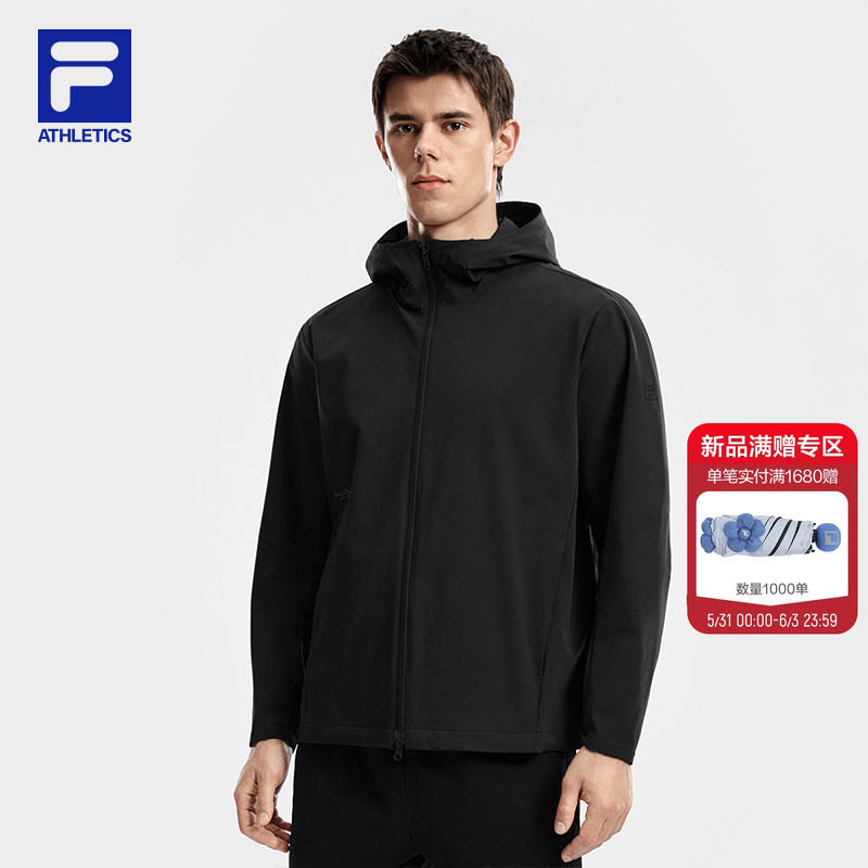 FILA 斐乐官方男梭织外套26夏新款健身运动简约轻薄宽松连帽上