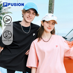 FILA FUSION斐乐潮牌运动短袖T恤2025夏宽松情侣凉感防晒上衣男女