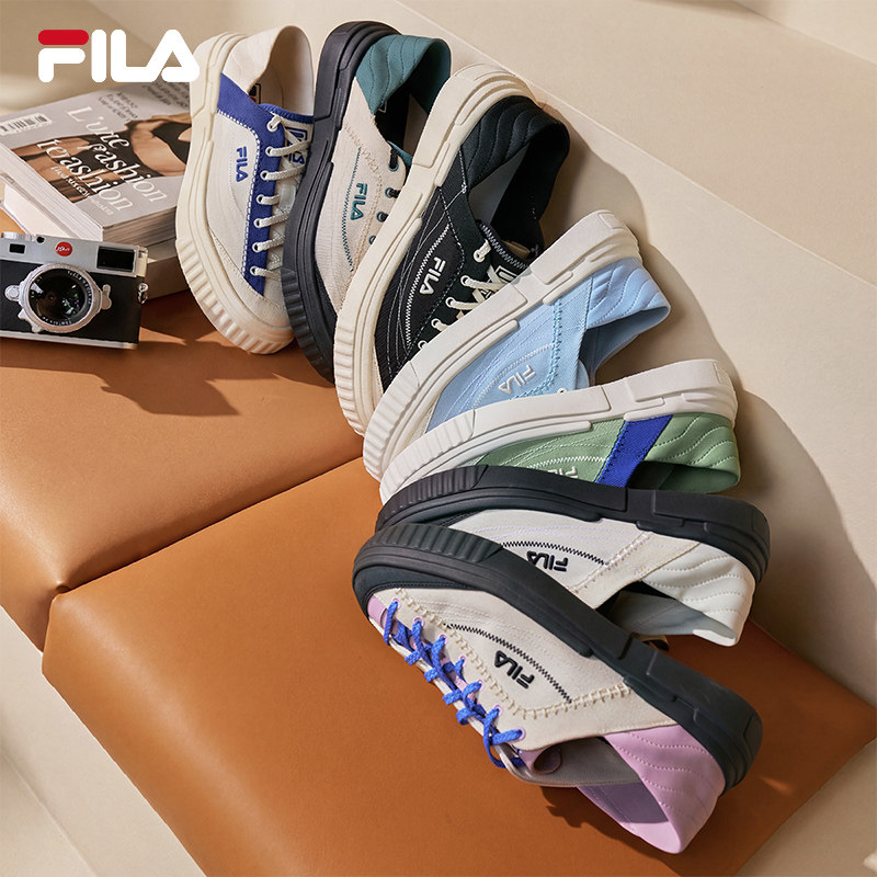 梯田帆布鞋|FILA斐乐LOOP 1S 男子女薄底鞋透气网面休闲