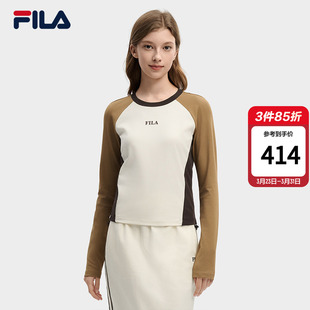 2026春季 衫 新款 时尚 长T恤 杨幂同款 拼色修身 FILA斐乐官方女子长袖