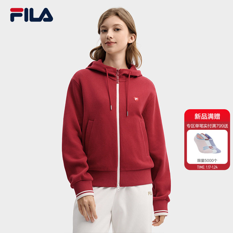FILA马上起飞斐乐女连帽外套26春新时尚休闲新年马年穿搭红色上衣,运动服/休闲服装,运动茄克/外套,淘宝优惠券,粉丝福利购,淘宝优惠卷
