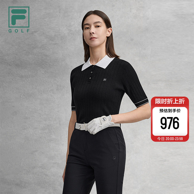 FILA 斐乐官方女子编织衫2026春季新款高尔夫运动POLO领短装毛衣