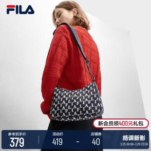 FILA 时尚 休闲老花包包斜挎包单肩包 斐乐官方女包挎包2024春新款