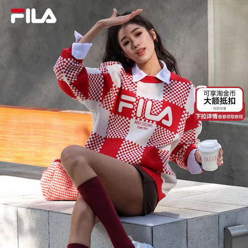FILA斐乐官方情侣长袖毛衣编织衫