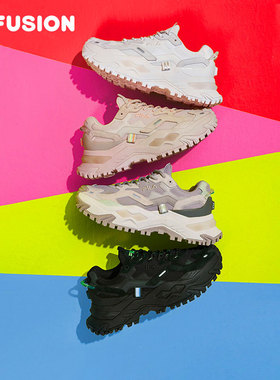 硬糖丨FILA FUSION 斐乐女鞋老爹鞋增高厚底黑色女士冬季运动鞋子