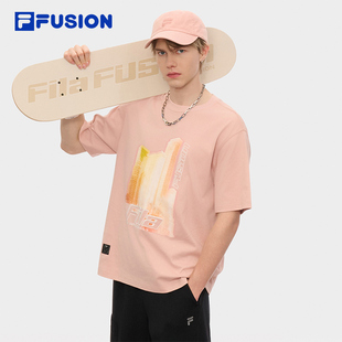 2025秋季 FILA 衫 新款 FUSION斐樂(lè)潮牌男子針織短袖 休閑純棉涼感T恤