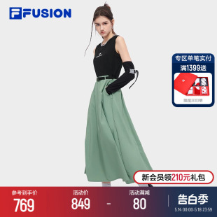 拼接休闲无袖 FILA 时尚 FUSION斐乐潮牌背心连衣裙女2024夏新款 裙