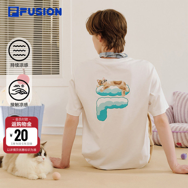 FILA FUSION斐乐潮牌情侣款针织短袖衫2026夏新款宽松