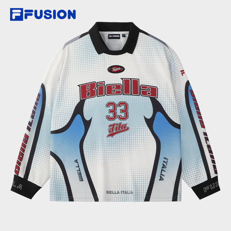 FILA FUSION斐乐潮牌情侣款针织长袖衫2025秋季新款假两件POLO衫