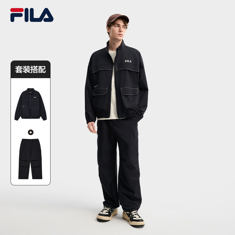 FILA斐乐官方长袖运动套装男春季新款休闲外套裤子跑步健身训练服