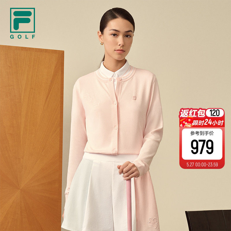 FILA 斐乐官方女士编织外套2026夏季新款高尔夫运动基础开衫