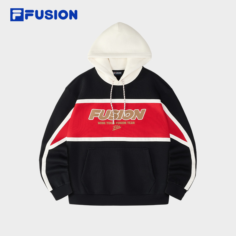 FILA FUSION斐乐潮牌新年款情侣连帽卫衣2025春新款拼