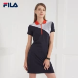 Fila fila của phụ nữ thể thao dress 2018 mùa hè mới vòng cổ sọc slim ngắn tay áo casual dress