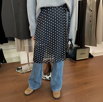 widelia老板娘春夏透视提花波点半裙一片式叠穿半身裙纱裙女9313
