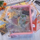 ins风a5文件袋透明pvc档案袋学生用拉链文具收纳资料袋票据文件夹