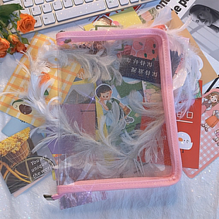 ins风a5文件袋透明pvc档案袋学生用拉链文具收纳资料袋票据文件夹