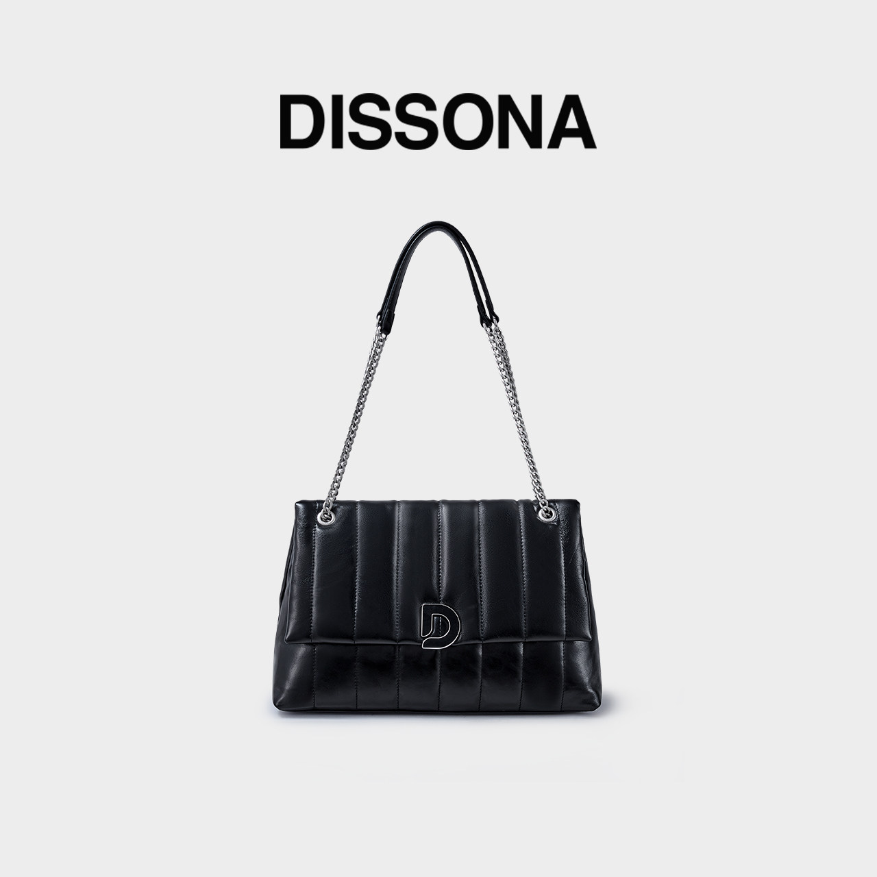 迪桑娜女包新款静谧单肩包时尚真皮菱格链条包斜挎包腋下包包b