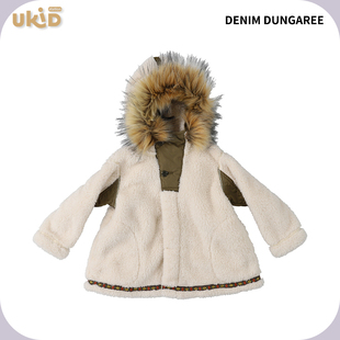 加厚连帽 现货 秋冬新款 DUNGAREE 儿童女摇粒绒外套 DENIM