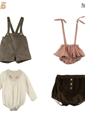 现货 Popelin 2021aw 秋冬童装新款 背带裤 连体衣 灯芯绒短裤