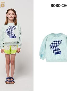 现货 BOBO CHOSES 2024SS 春夏新款儿童童装蓝色卫衣