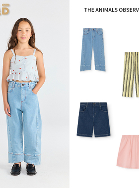 现货THE ANIMALS OBSERVATORY 26SS春夏儿童牛仔裤休闲裤短裤半裙