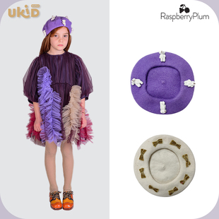 新款 现货 秋冬童装 Plum 小熊贝雷帽蝴蝶结针织 Raspberry