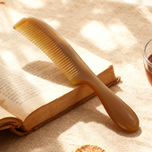 一把装 牛角梳密齿直发梳化妆梳护理清洁头皮洗漱按摩头梳长约18CM