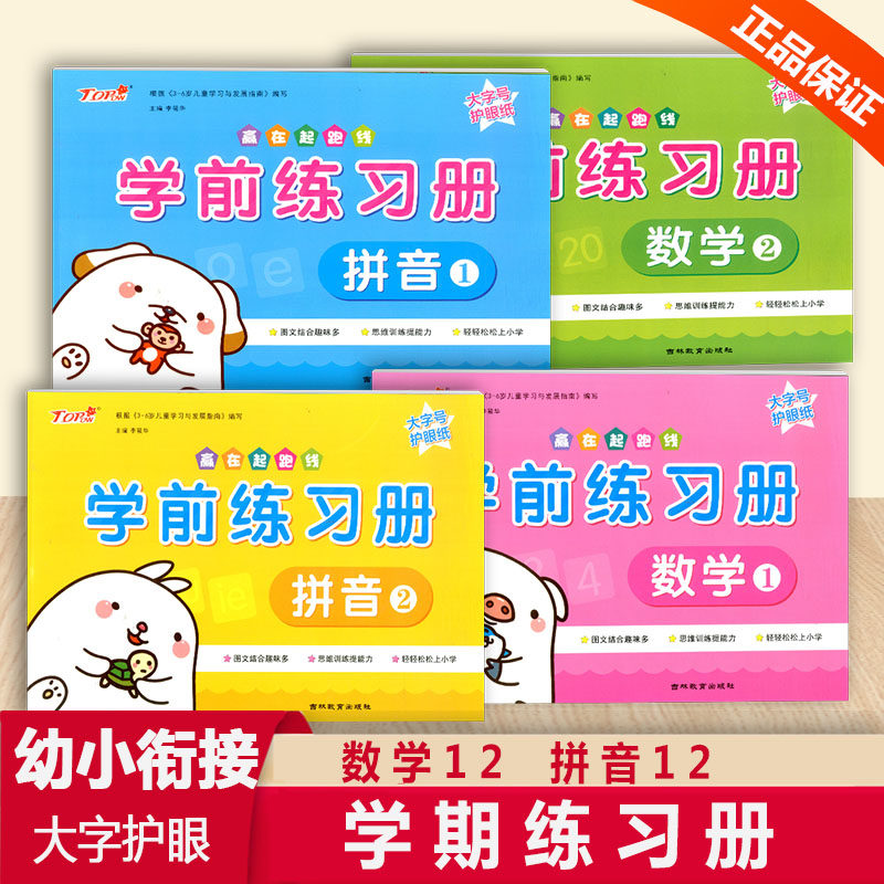 Top赢在起跑线学前练习册数学12拼音12入学准备幼小衔接一日一练学前冲刺100分幼小衔接测试卷为一年级准备幼小衔接