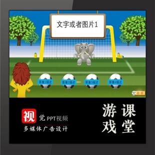 PPT游戏模板趣味课堂互动踢足球分类选择问题中小学情境教育教学