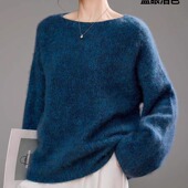 100%羊毛糯叽叽圆领毛衣拉毛羊绒羊毛加厚简约好看显瘦针织衫