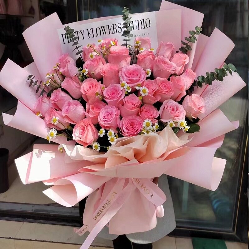 重庆市鲜花店速递礼物送生日粉红玫瑰束1荣昌梁平城口丰都垫江县