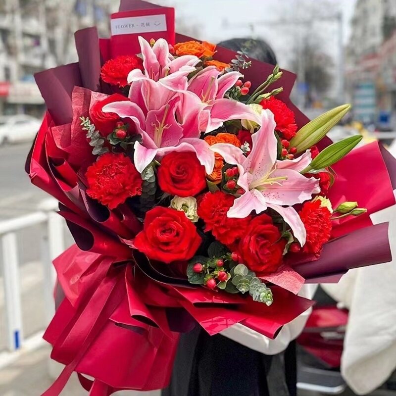 赤峰市鲜花店速递礼物送生日粉粉红玫瑰束18新城区红山松山宁城县