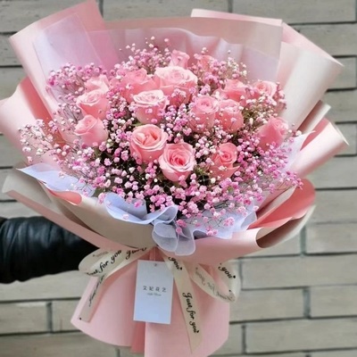 晋城市鲜花店速递礼物送生日粉红玫瑰束18沁水县陵川阳城泽州高平