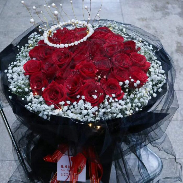 江门市花店生日鲜花束表白红粉紫玫瑰1蓬江海新会鹤台山开恩平